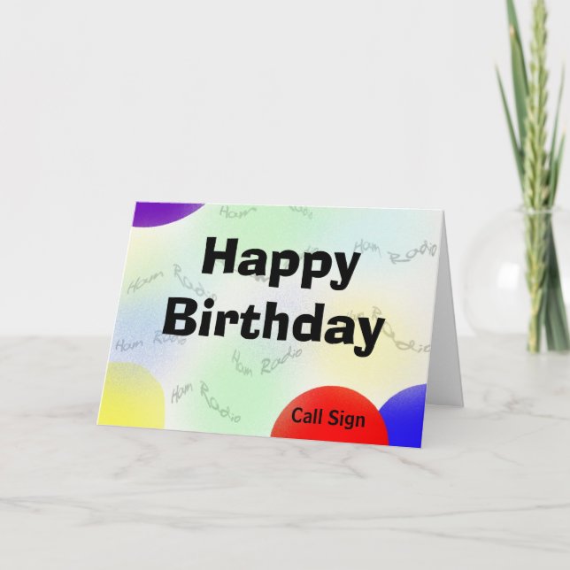 Happy Birthday Ham Radio Waves Card - Anpassen Karte (Vorderseite)