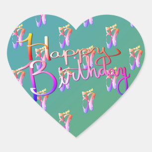 "Happy Birthday!"Handgeschriebene Schuhe mit Kugel Herz-Aufkleber