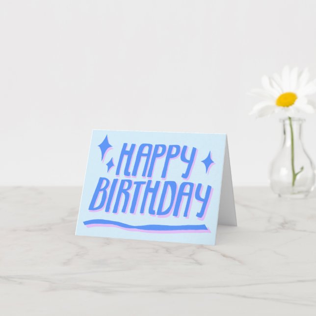 HAPPY BIRTHDAY Handlettered Blue Customized Karte (Kleines Gewächs)