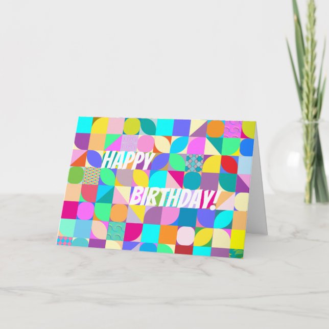 Happy Birthday HAPPINESS & JOY Modern Art Card Karte (Vorderseite)