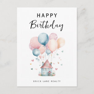 Happy Birthday Haus Ballons Immobilien Postkarte