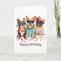 Happy Birthday Hawaiian French Bulldogs Blume Lei