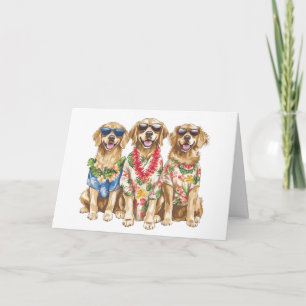 Happy Birthday Hawaiian Golden Retriever Hunde Karte