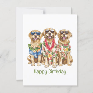 Happy Birthday Hawaiian Golden Retriever Hunde Postkarte