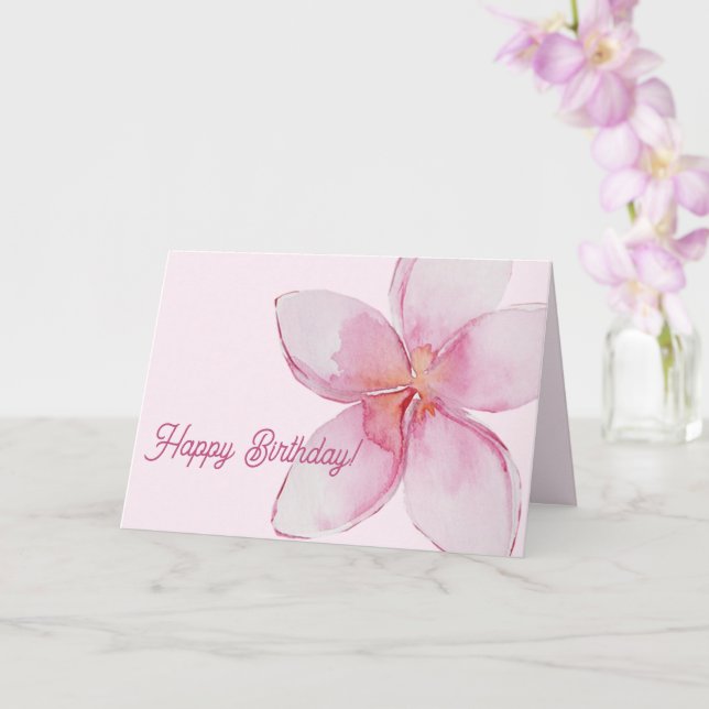 Happy Birthday | Hawaiianische Aquarellfarben-Blum Karte (Orchidee)