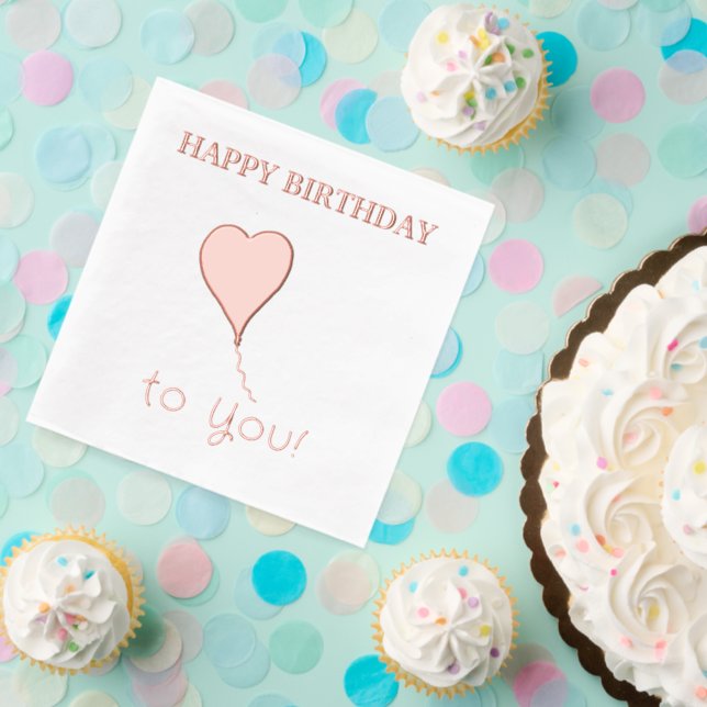 Happy Birthday Heart Balloon Servietten Mit Folie (Insitu (Party))