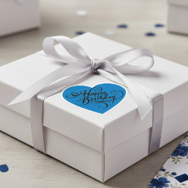 Happy Birthday Heart Französisch Blue Sticker