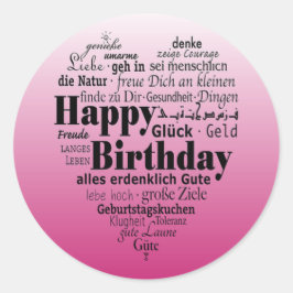 Happy Birthday Heart Runder Aufkleber