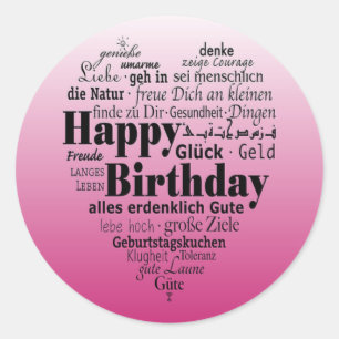 Happy Birthday Heart Runder Aufkleber