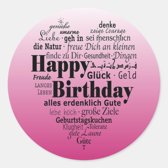 Happy Birthday Heart Runder Aufkleber (Vorderseite)