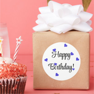 Happy Birthday Heart Simple Runder Aufkleber