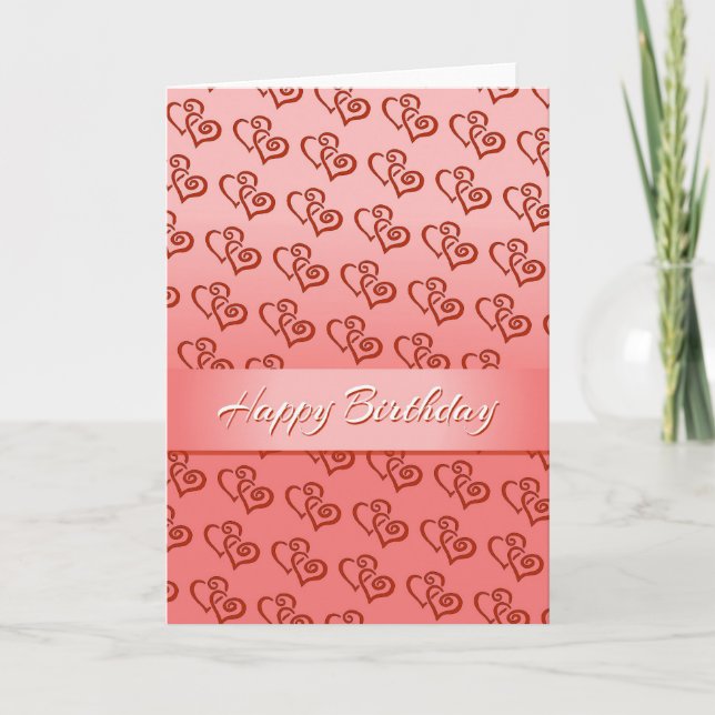 Happy Birthday Hearts Greeting Card Karte (Vorderseite)