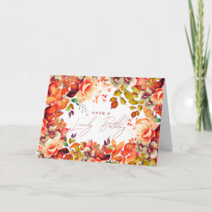 Happy Birthday Herbst Herbstgarten Blumen Karte