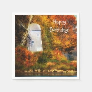 Happy Birthday Herbst Windmill Serviette