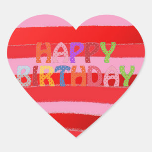Happy Birthday Herz-Aufkleber