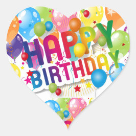Happy Birthday Herz-Aufkleber