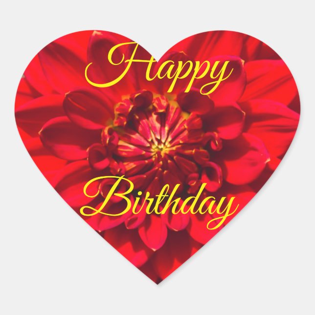 Happy Birthday Herz-Aufkleber (Vorderseite)