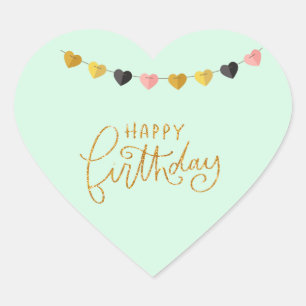 Happy Birthday Herzminze Farbe für sie Herz-Aufkleber