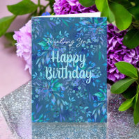 Happy Birthday Heute und immer Blue Aquamarin Flor