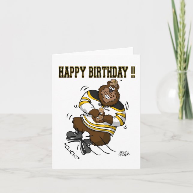 Happy Birthday Hockey Bear Card Karte (Vorderseite)