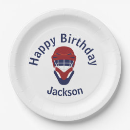 Happy Birthday Hockey Red & Blue Pappteller