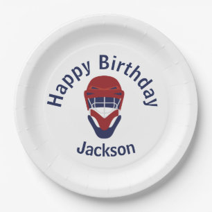 Happy Birthday Hockey Red & Blue Pappteller