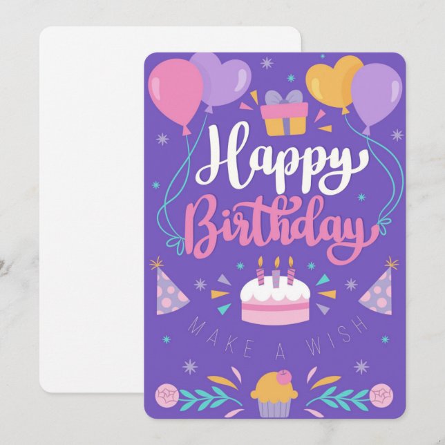 Happy Birthday Holiday Card Feiertagskarte (Vorne/Hinten)
