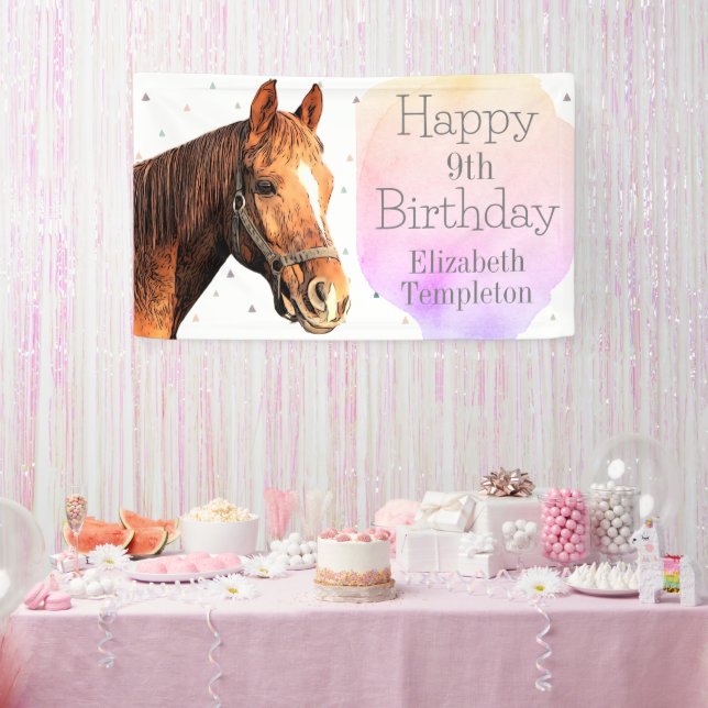 Happy Birthday Horse Back Reiten Hübsches Tier Kin Banner (Party)