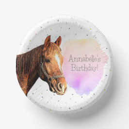 Happy Birthday Horse Back Reiten Hübsches Tier Kin Pappteller