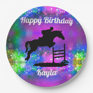 Happy Birthday Horse Hunter Jumper Reittier Pappteller