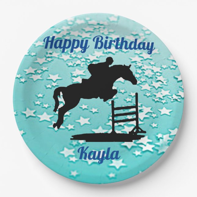 Happy Birthday Horse Hunter Jumper Reittier Pappteller (Vorderseite)