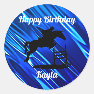 Happy Birthday Horse Hunter Jumper Reittier Runder Aufkleber