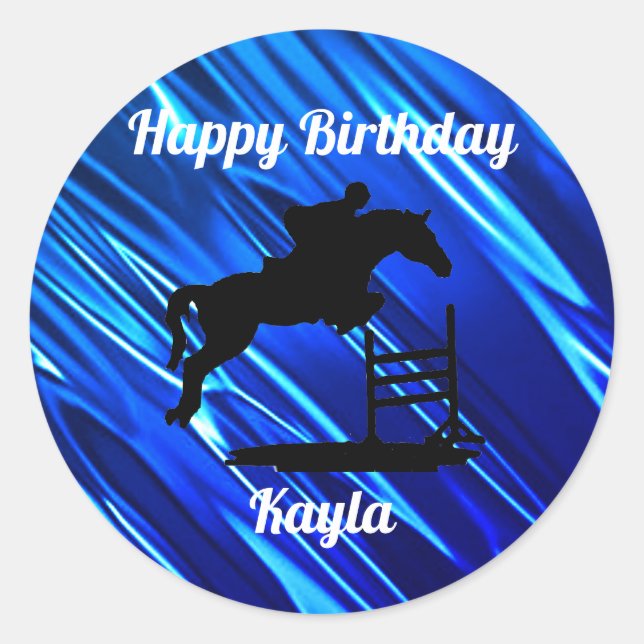 Happy Birthday Horse Hunter Jumper Reittier Runder Aufkleber (Vorderseite)