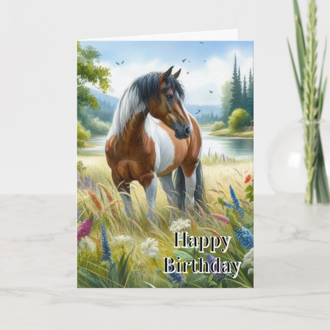 Happy Birthday Horse Lover Girl Karte (Vorderseite)