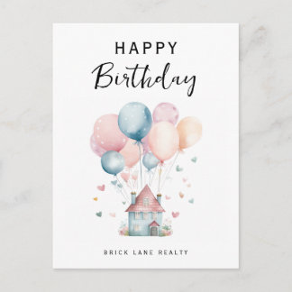 Happy Birthday House Balloons Realty Postkarte
