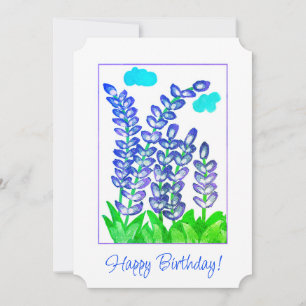 Happy Birthday Hübsch Blue Lila Blume Card