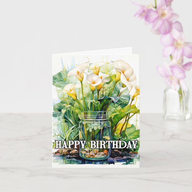 Happy Birthday Hübsch Calla Lilies Blume Karte (Orchidee)