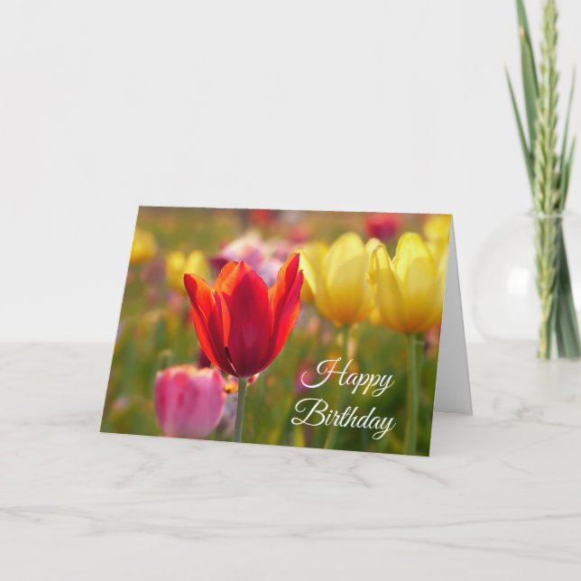 Happy Birthday Hübsch Tulips Card Karte (Vorderseite)
