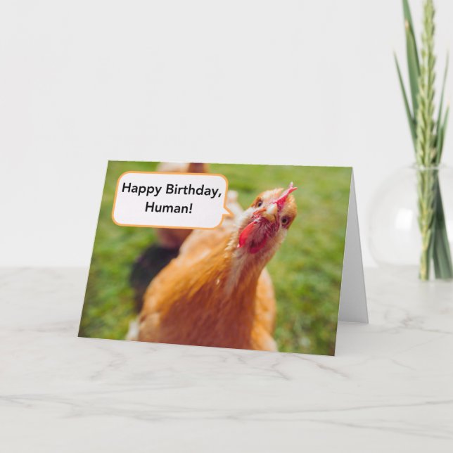 Happy Birthday Human Brown Chicken Hen Nah-up Karte (Vorderseite)