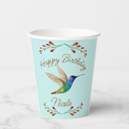 Happy Birthday Hummingbird Pappbecher
