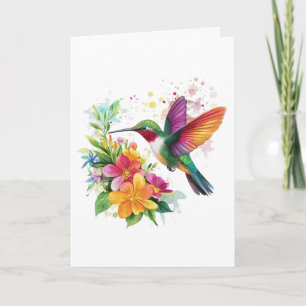 Happy Birthday Hummingbird Tropical Blume Karte