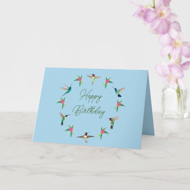 Happy Birthday Hummingbirds Card Karte (Orchidee)