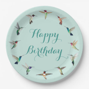 Happy Birthday Hummingbirds Pappteller