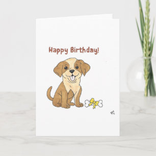 Happy Birthday Hund and Bone Card Dankeskarte