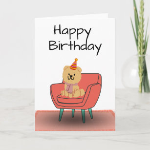 Happy Birthday - Hund auf dem Stuhl Karte