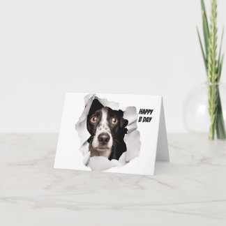 Happy Birthday Hund durch gebrochenes Papier schau Karte