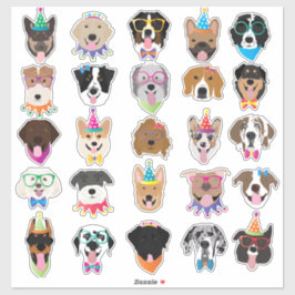 Happy Birthday Hund Faces Pawty Animals Aufkleber