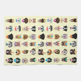 Happy Birthday Hund Faces Pawty Animals Geschirrtuch