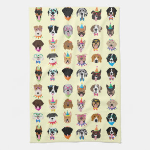 Happy Birthday Hund Faces Pawty Animals Geschirrtuch