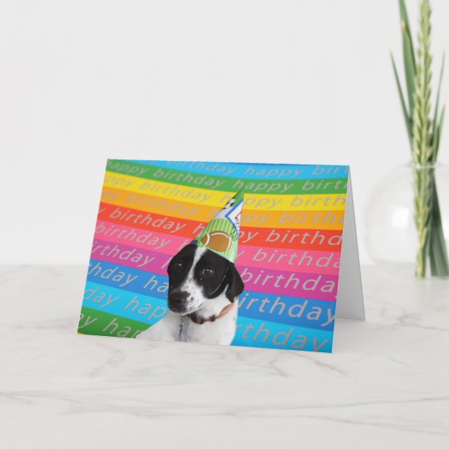 Happy Birthday Hund farbenfrohe Text Banner Card Karte (Vorderseite)